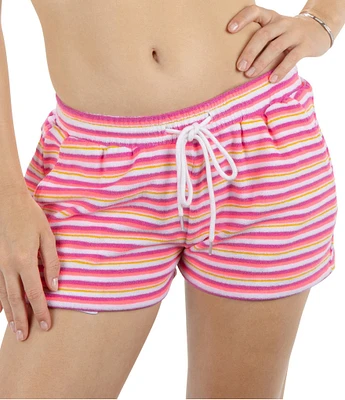 Hurley Terry Stripe Elastic Drawstring Waist Pull-On Short Swim Cover-Up