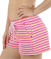 Hurley Terry Stripe Elastic Drawstring Waist Pull-On Short Swim Cover-Up