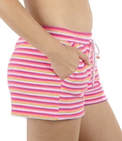 Hurley Terry Stripe Elastic Drawstring Waist Pull-On Short Swim Cover-Up