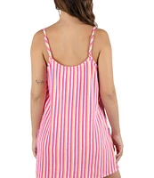 Hurley Terry Stripe Scoop Neck Spaghetti Strap Swim Cover-Up Dress