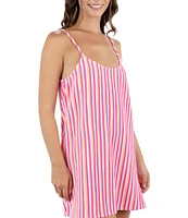 Hurley Terry Stripe Scoop Neck Spaghetti Strap Swim Cover-Up Dress