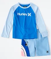 Hurley Toddler Boys 2T-4T Long-Sleeve UPF 50+ Swim Tee & Shark-Wraparound Swim Trunks Set