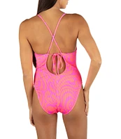 Hurley Trip Hop Rib Swirl Graphic Crossback Moderate One Piece Swimsuit