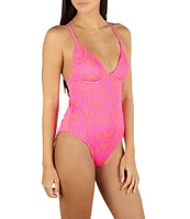 Hurley Trip Hop Rib Swirl Graphic Crossback Moderate One Piece Swimsuit