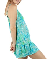 Hurley Tropic Dreams V-Neck Ruffle Swim Cover-Up Dress