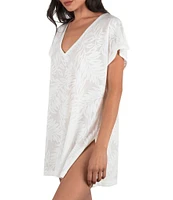 Hurley Ulu Mesh Leaf V-Neck Tunic Swim Cover-Up