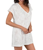 Hurley Ulu Mesh Leaf V-Neck Tunic Swim Cover-Up