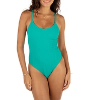 Hurley Wave Scrunch Scoop Neck Moderate One Piece Swimsuit