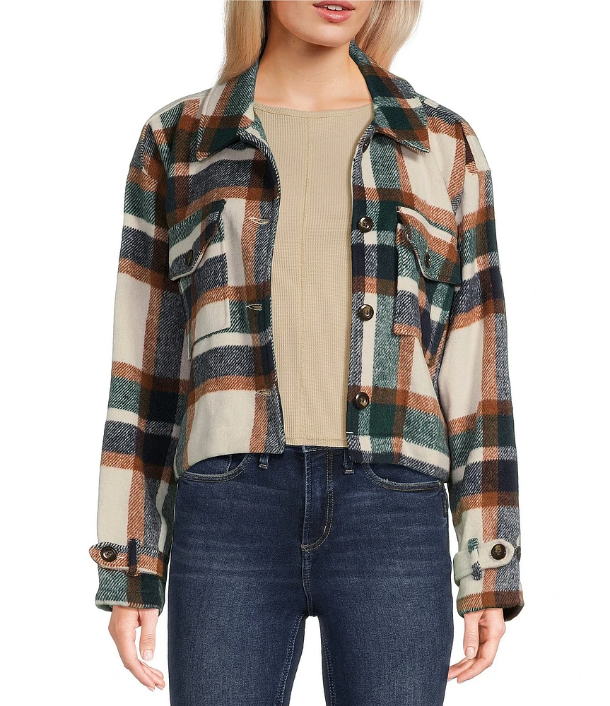 Hurley Winchester Long Sleeve Yarn Dyed Plaid Cropped Jacket