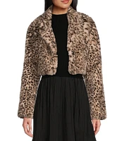 I.N San Francisco Long Sleeve Faux Fur Leopard Print Shrug