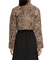 I.N San Francisco Long Sleeve Faux Fur Leopard Print Shrug