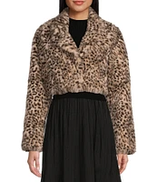 I.N San Francisco Long Sleeve Faux Fur Leopard Print Shrug