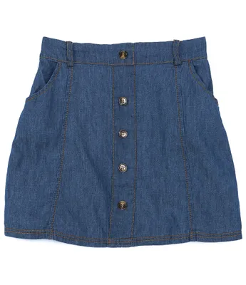 I.N. Girl Big Girls 7-16 Button-Front Denim A-Line Skirt