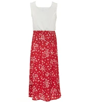 I.N. Girl Big Girls 7-16 Floral Print Front Slit Sleeveless Maxi Dress