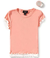I.N. Girl Big Girls 7-16 Flutter-Sleeves Contrast-Ruffle Layered-Look T-Shirt