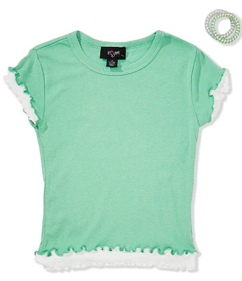 I.N. Girl Big Girls 7-16 Flutter-Sleeves Contrast-Ruffle Layered-Look T-Shirt
