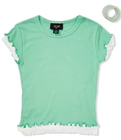 I.N. Girl Big Girls 7-16 Flutter-Sleeves Contrast-Ruffle Layered-Look T-Shirt