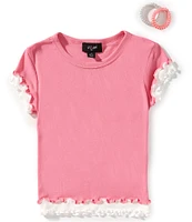 I.N. Girl Big Girls 7-16 Flutter-Sleeves Contrast-Ruffle Layered-Look T-Shirt