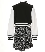 I.N. Girl Big Girls 7-16 Long-Sleeve Embroidered Cropped Varsity Jacket & Short-Sleeve Printed Fit-And-Flare Dress