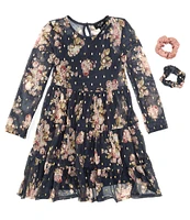 I.N. Girl Big Girls 7-16 Long-Sleeve Floral-Printed Mesh Fit-And-Flare Dress