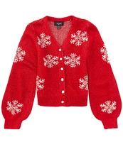 I.N. Girl Big Girls 7-16 Long Sleeve Snowflake-Print Cardigan