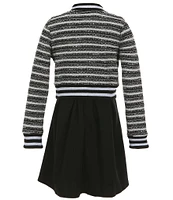 I.N. Girl Big Girls 7-16 Long Sleeve Stripe-Pattern Jacket & Solid Sleeveless Fit & Flare Dress