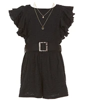 I.N. Girl Big Girls 7-16 Ruffle Sleeve Daisey Knit Romper