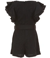 I.N. Girl Big Girls 7-16 Ruffle Sleeve Daisey Knit Romper