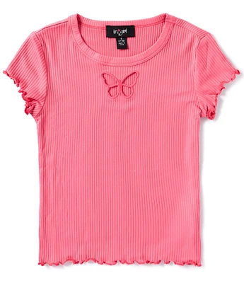 I.N. Girl Big Girls 7-16 Short Sleeve Butterfly Cutout Rib-Knit T-Shirt