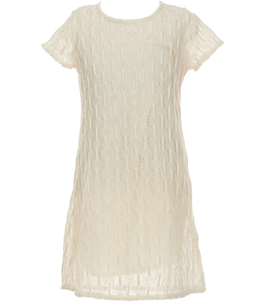 I.N. Girl Big Girls 7-16 Short Sleeve Crochet Knit Dress