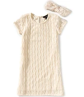 I.N. Girl Big Girls 7-16 Short Sleeve Crochet Knit Dress