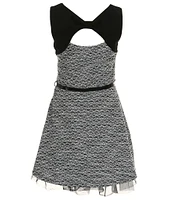 I.N. Girl Big Girls 7-16 Sleeveless Color Block Boucle Knit Fit-And-Flare Dress