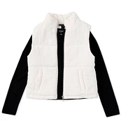 I.N. Girl Big Girls 7-16 Sleeveless Puffer Vest & Solid Long-Sleeve Solid Rib-Knit Top