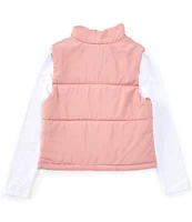 I.N. Girl Big Girls 7-16 Sleeveless Puffer Vest & Solid Long-Sleeve Solid Rib-Knit Top