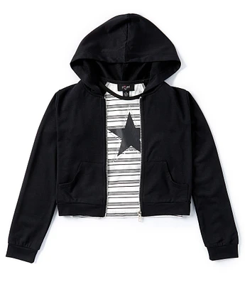 I.N. Girl Big Girls 7-16 Solid Long Sleeve Hoodie Jacket & Color Block Raglan Sleeve T-Shirt Set