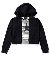 I.N. Girl Big Girls 7-16 Solid Long Sleeve Hoodie Jacket & Color Block Raglan Sleeve T-Shirt Set