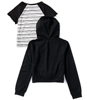 I.N. Girl Big Girls 7-16 Solid Long Sleeve Hoodie Jacket & Color Block Raglan Sleeve T-Shirt Set