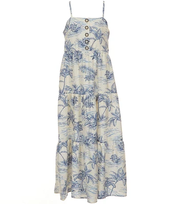 I.N. Girl Big Girls 7-16 Tropical Print Tiered Sleeveless Maxi Dress