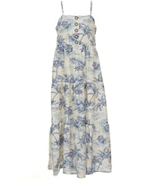 I.N. Girl Big Girls 7-16 Tropical Print Tiered Sleeveless Maxi Dress