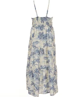 I.N. Girl Big Girls 7-16 Tropical Print Tiered Sleeveless Maxi Dress