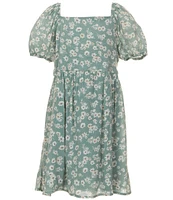 I.N. Girl Big Girls 7-16 Western Vest & Short Sleeve Floral Print Fit & Flare Dress Set