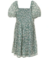 I.N. Girl Big Girls 7-16 Western Vest & Short Sleeve Floral Print Fit & Flare Dress Set