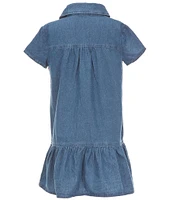 I.N. Girl Big Girls Short Sleeve Patch-Applique Denim Dress