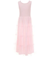 I.N. Girl Big Girls Short Sleeve Tie Front Screened Popover & Maxi Dress With Tiered Skirt Set