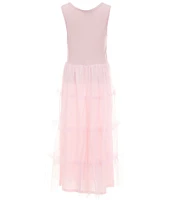 I.N. Girl Big Girls Short Sleeve Tie Front Screened Popover & Maxi Dress With Tiered Skirt Set