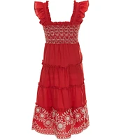 I.N. Girl Little Girls 4-6X Sleeveless Smocked Maxi Ruffle Hem Dress