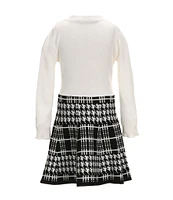 I.N. Girl Little Girls 4-6X Solid Long-Sleeve Bodice/Houndstooth Skirted Sweater Dress