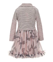 I.N. Girl Little Girls 4-6X Solid Long Sleeve Jacket & Short Sleeve Bow-Bodice/Bow-Printed Skirted Fit & Flare Dress Set