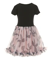 I.N. Girl Little Girls 4-6X Solid Long Sleeve Jacket & Short Sleeve Bow-Bodice/Bow-Printed Skirted Fit & Flare Dress Set