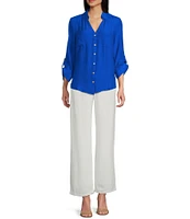 I.N. San Francisco 3/4 Sleeve Patch-Pocket Woven Shirt